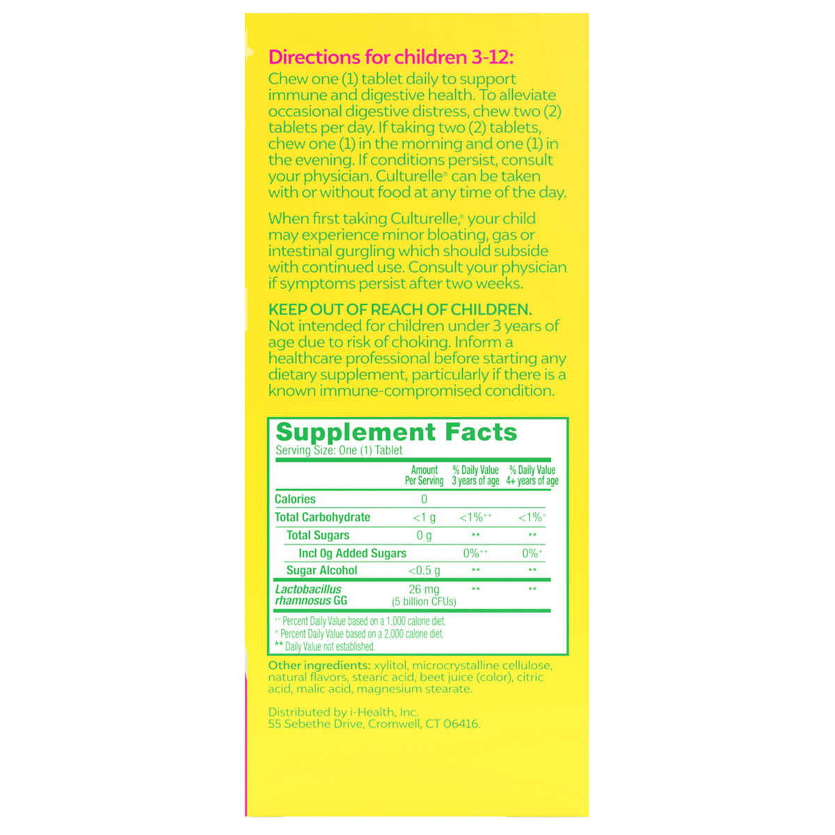 Culturelle Probiotic Kids Purely Probiotics 60 tabletas masticables
