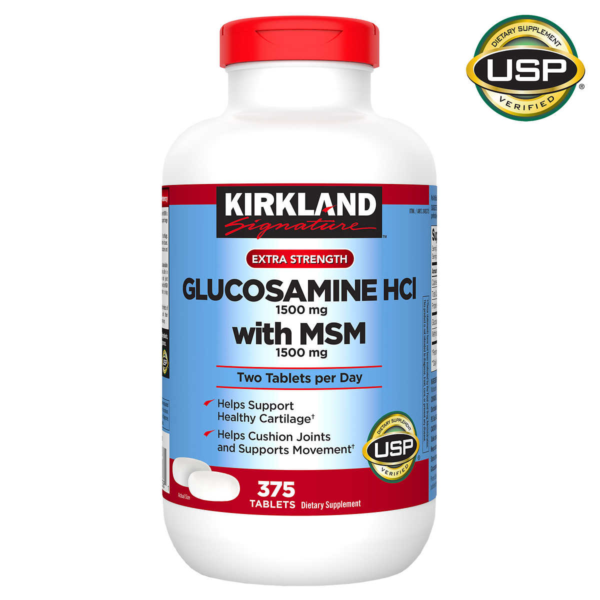 Glucosamina HCI 1500mg con MSM 1500mg Kirkland   de 375 tabletas