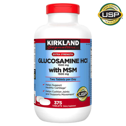 Glucosamina HCI 1500mg con MSM 1500mg Kirkland   de 375 tabletas