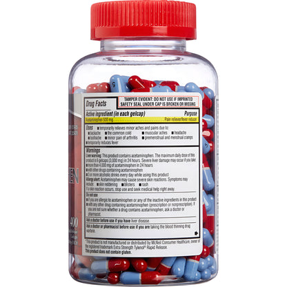 Acetaminofén de liberación rápida de Kirkland Signature, 500 mg, 400 cápsulas de gel