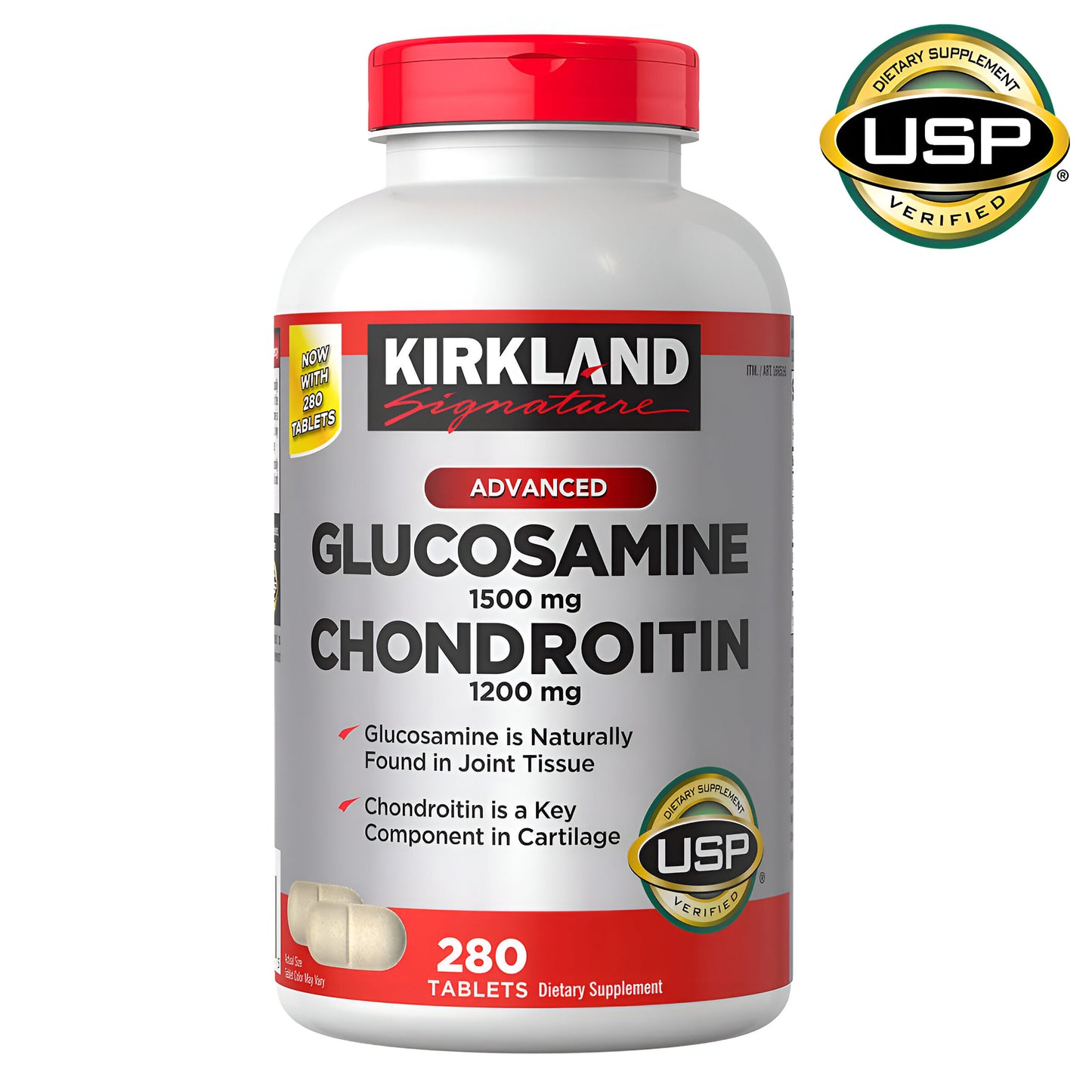 Glucosamina 1500 mg & Condroitina 1200 mg - 280 tabletas , Kirkland