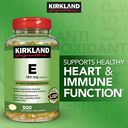 Vitamina E - Kirkland Signature 180 mg  400IU  - 500 Capsulas  Blandas