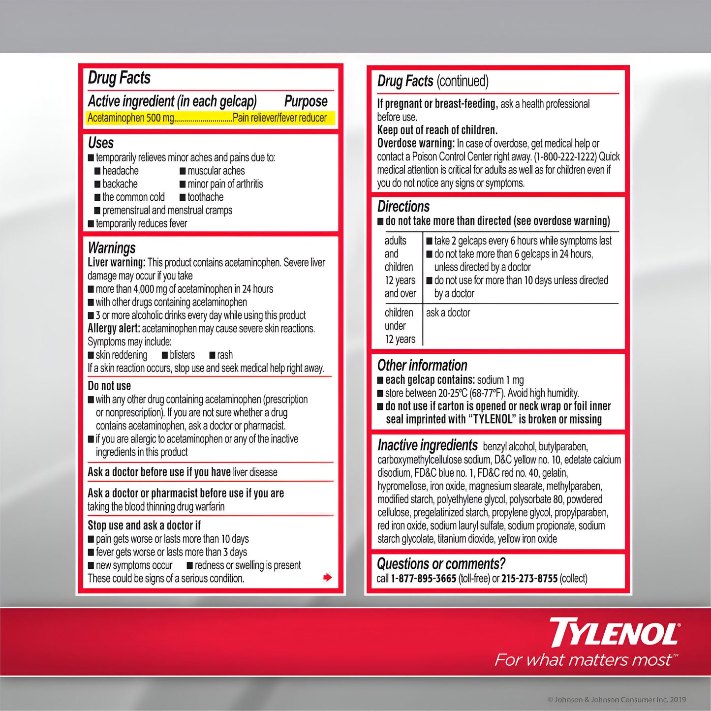 Tylenol Extra Strength Acetaminophen Rapid Release Gels, 290 Ct