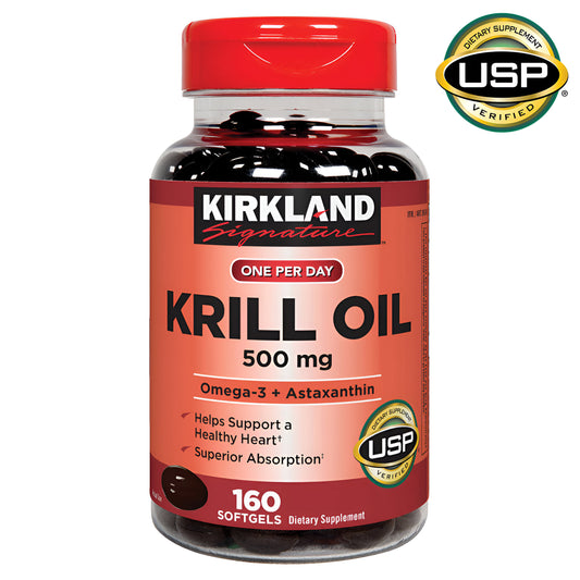 ACEITE OMEGA 3 KRILL OIL 500 mg. + Astaxanthin  - Kirkland 160 Capsulas
