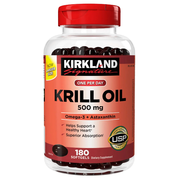 ACEITE OMEGA 3 KRILL OIL 500 mg. + Astaxanthin  - Kirkland 180 Capsulas