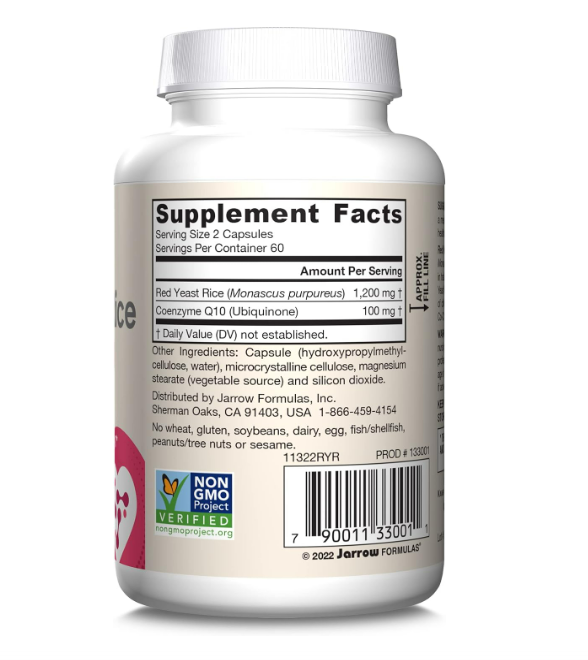 Jarrow Formulas Red Yeast Rice 1200 mg & Co-Q10 100 mg - 120 capsulas
