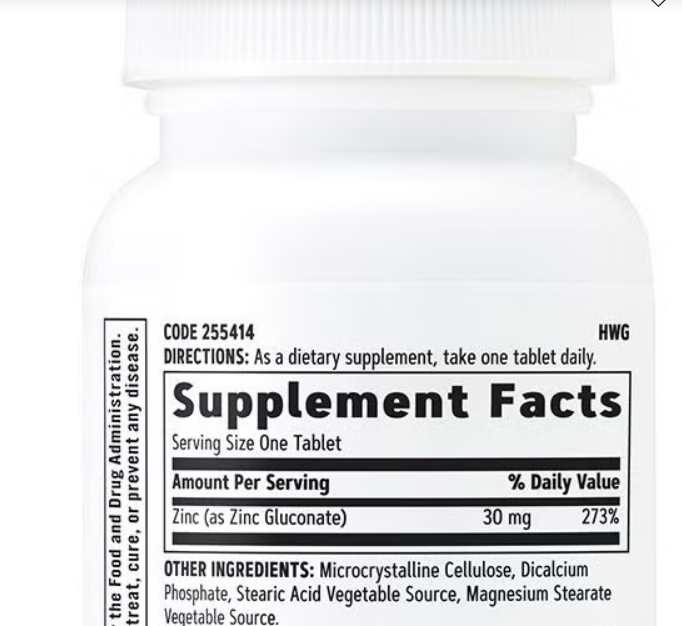GNC - ZINC 30MG , 100 Tabletas vegetarianas