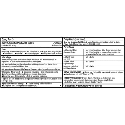 Aller-Zyr, Cetirizina HCl, 10mg, Antihistamine 200 Tabletas  Member's Mark