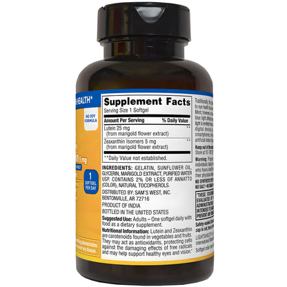 Member's Mark Lutein 25mg Zeaxanthin 5mg 150 softgels