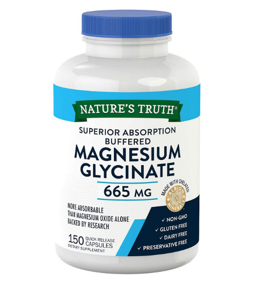 Magnesium Glycinate  665mg , 150tabletas - Nature's Truth