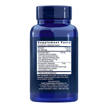 LIFE EXTENSION Optimized Resveratrol Elite con Bio Quercetin - 60 Cápsulas