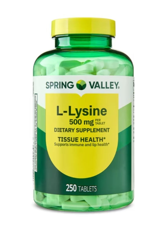 Spring Valley L-Lysine, 500 mg, 250 Tabletas