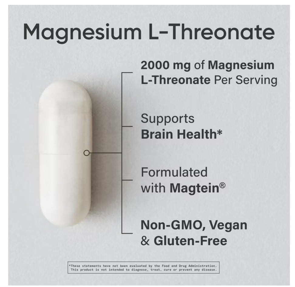 Sports Research  Magtein Magnesium L-Threonate, 120 Capsulas /***