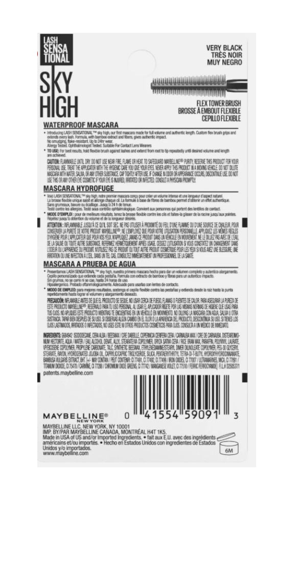 Maybelline Lash Sensational Sky High 802 - A prueba de agua.
