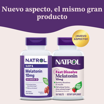 Natrol Melatonina 10mg Fast Dissolve 100 tabletas sabor a fresa
