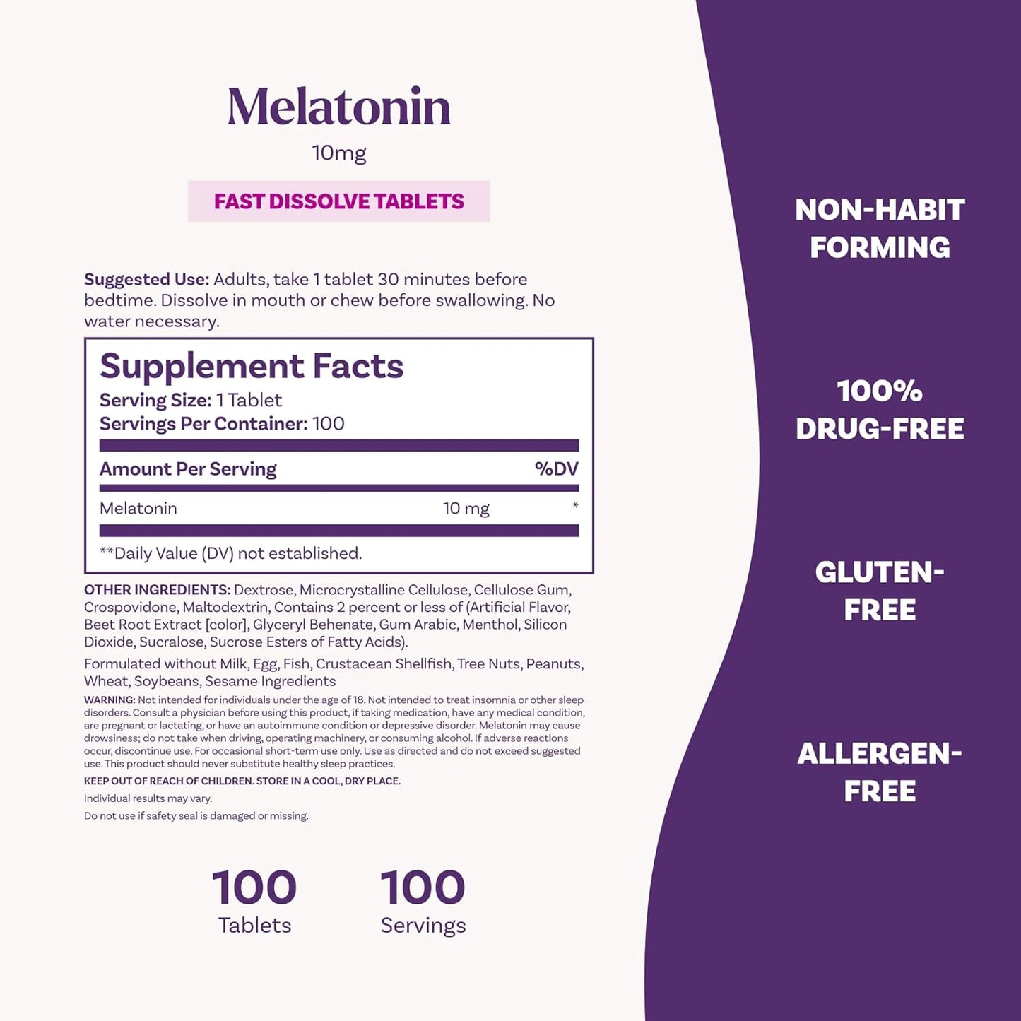 Natrol Melatonina 10mg Fast Dissolve 100 tabletas sabor a fresa