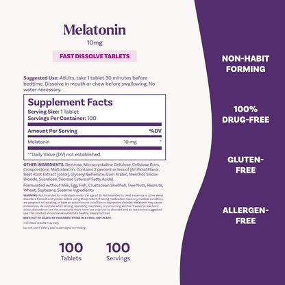 Natrol Melatonina 10mg Fast Dissolve 100 tabletas sabor a fresa