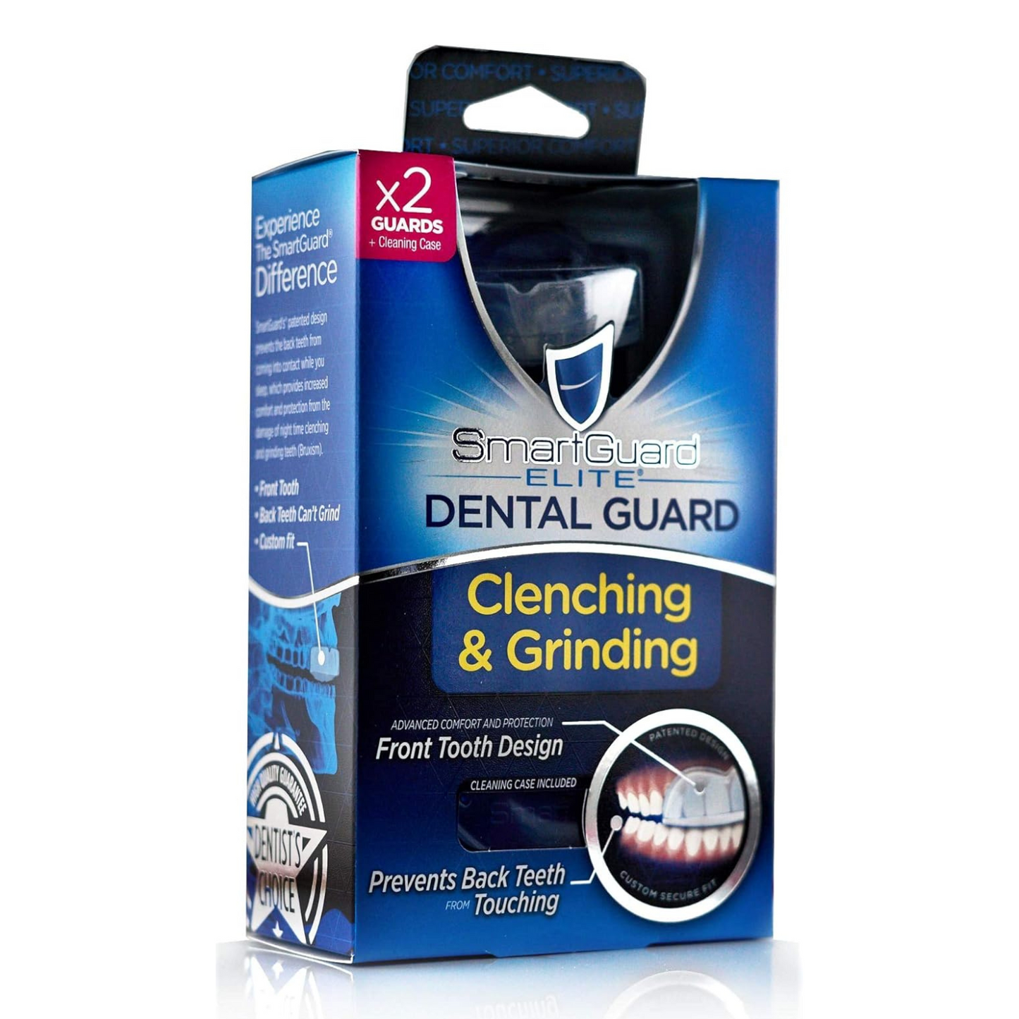 Elite (2 Protectores 1 funda de viaje) Protector dental Custom Anti dientes de molienda, Guardia nocturna para tensado – TMJ dentista diseñado – bruxing férula Protector para la boca para alivio de los síntomas