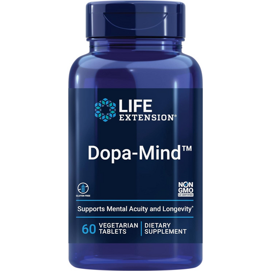 Life Extension Dopa-Mind 60 tabletas Suplemento para la salud cerebral - Sin gluten, sin OMG, vegetariano