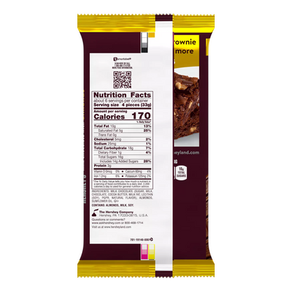 Hershey's Milk Chocolate with almonds GIANT - 25 piezas, 208g - 170 calorías por 4 piezas