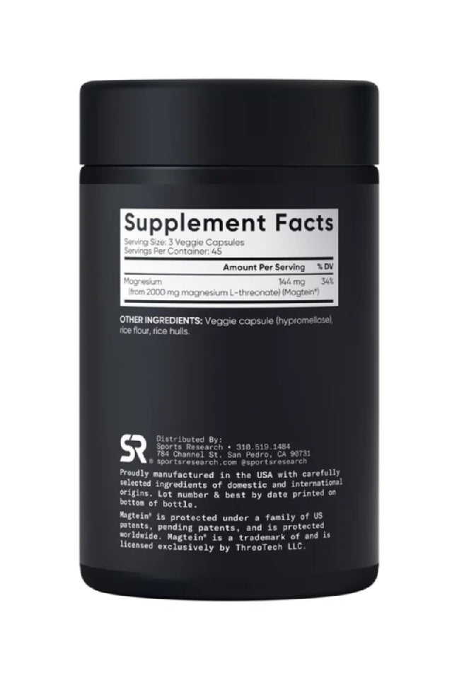 Sports Research Magtein Magnesio L-Threonate, 2000 mg,  135 capsulas