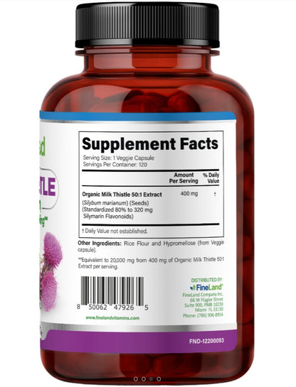 Milk Thistle 20,000 mg  Fineland , 120 Capsulas