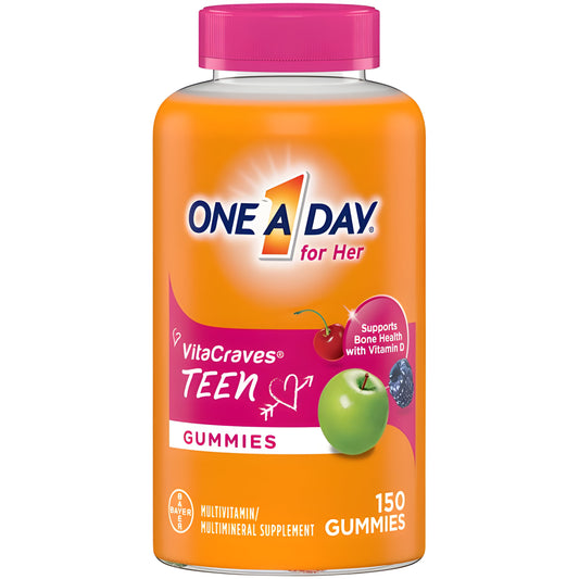 One A Day Teen  para Mujeres Adolecentes con Vitaminas A, C, E, B3, B6, B12, D+Calcio 150 Gomitas