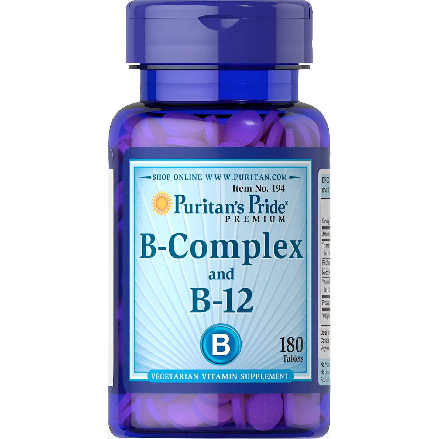Vitamina B-Complex And Vitamina B-12 Puritans Pride 180 Tabletas