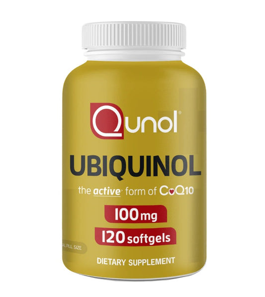 Ubiquinol Qunol  , 100 mg   la forma Activa de COQ10  - 120 Capsulas de Gel