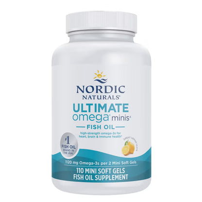 Nordic Naturals - Ultimate omega minis fish oil 1120mg, 110 mini capsulas sabor a limon