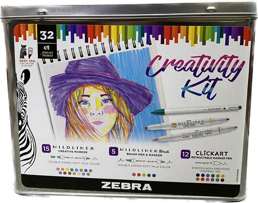 Kit de creatividad 32 piezas Zebra con marcadores Midliner, Brush y Clickart