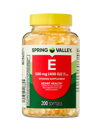 Spring Valley Vitamina E , 180 mg 400UI Capsulas de gel