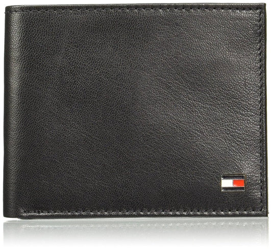 Tommy Hilfiger billetera para hombre, leather wallet and valet, negro