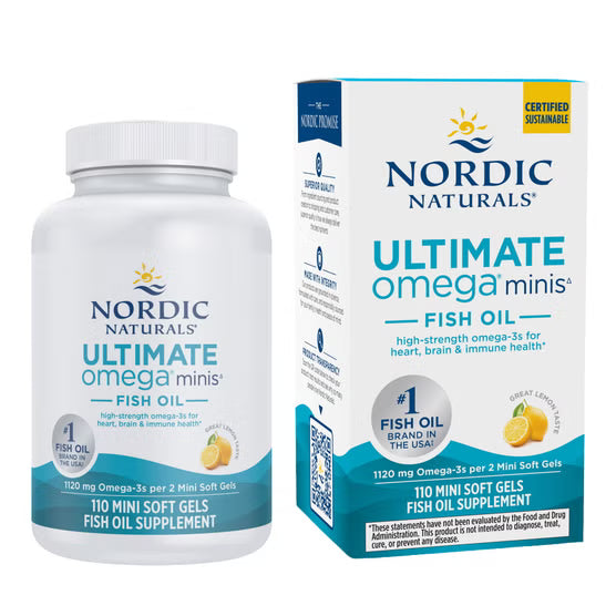 Nordic Naturals - Ultimate omega minis fish oil 1120mg, 110 mini capsulas sabor a limon