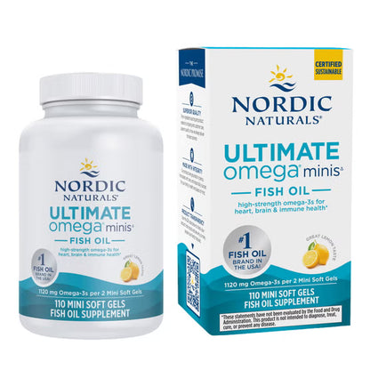 Nordic Naturals - Ultimate omega minis fish oil 1120mg, 110 mini capsulas sabor a limon