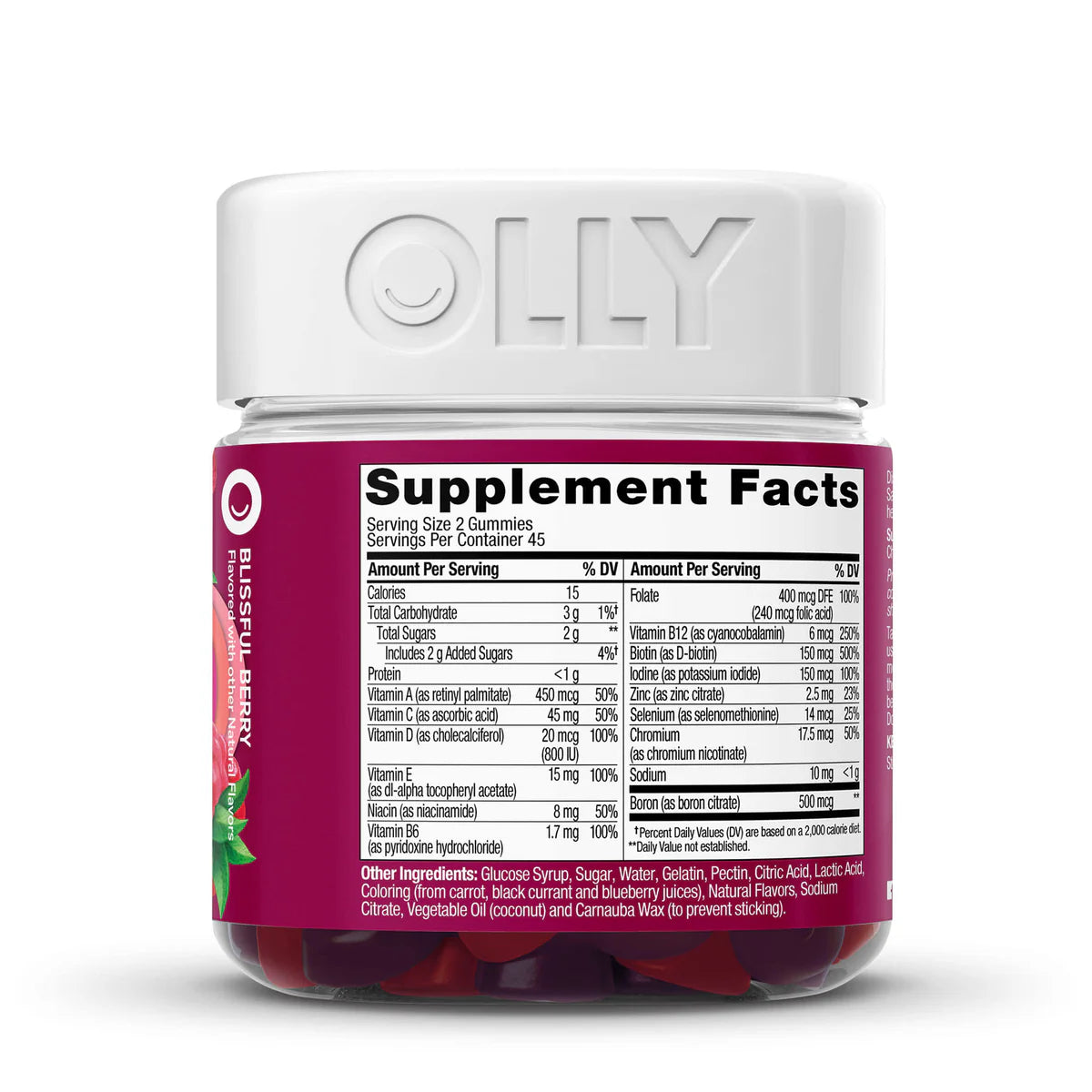 OLLY Women's Multi Vitamin Gummies with Biotin, Blissful Berry 90 gummies