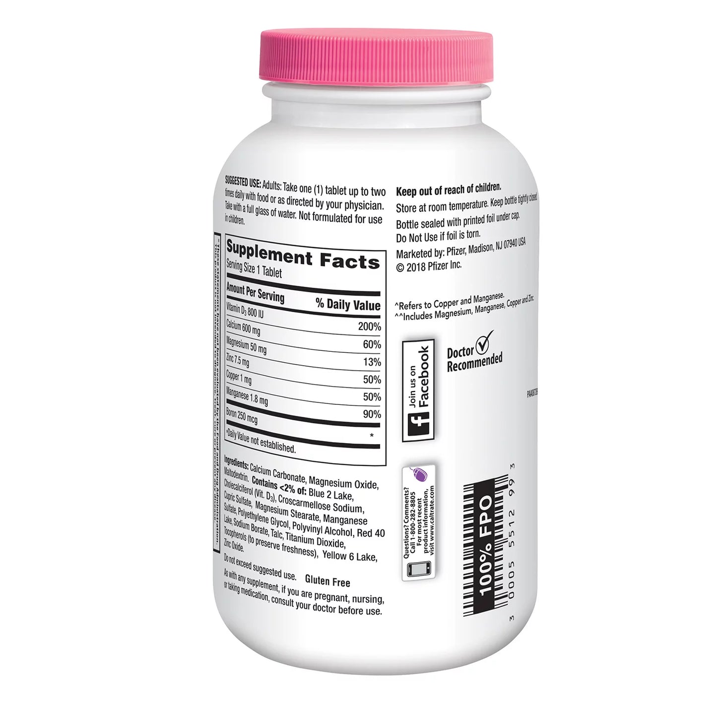 Calcio Caltrate Bone Health Advanced 600+D3 Plus Minerals, 320 Tablets