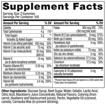 OLLY Men's Multivitamin Gummy, Blackberry Flavor 200 gomitas