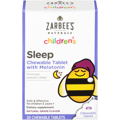 Zarbee's Naturals Children's  Melatonin 30 Tabletas Masticables sabor a Uva