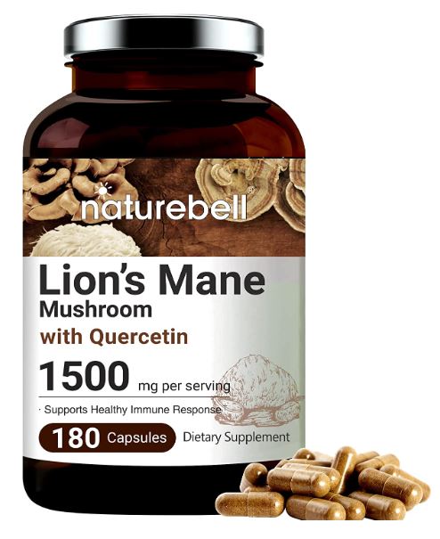 Suplementos de melena de león NatureBell, 1500 mg- 180 cap