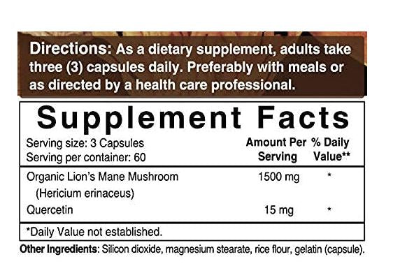 Suplementos de melena de león NatureBell, 1500 mg- 180 cap