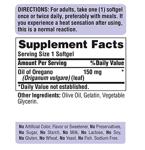 Aceite de orégano 150 mg  en cápsulas - Puritan's Pride