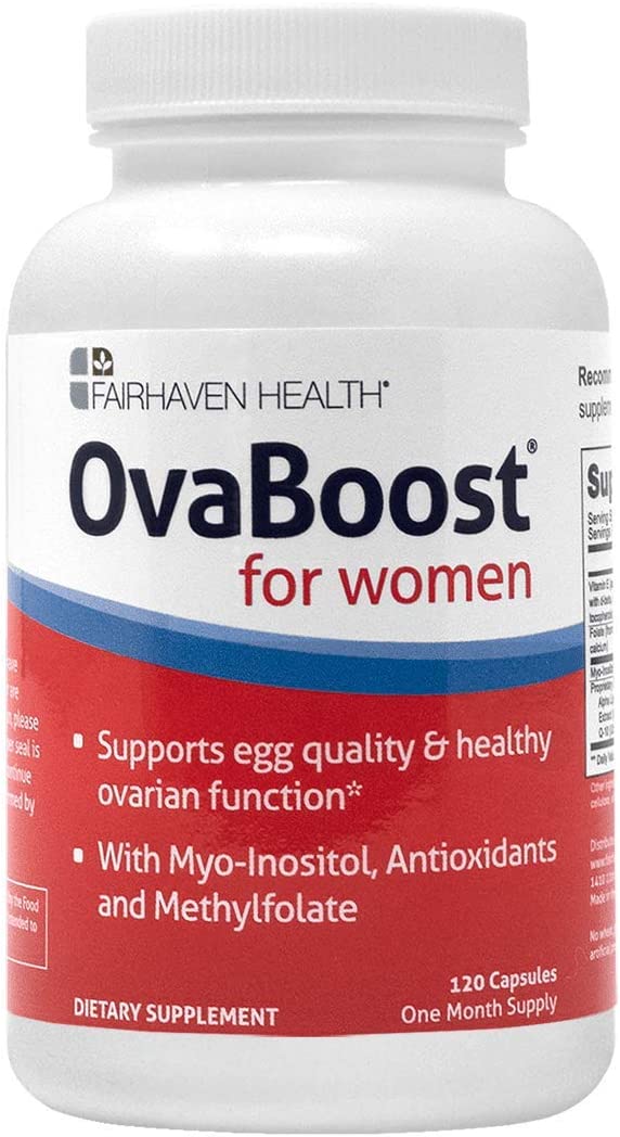 Fairhaven Health Ovaboost Con Myo-Inositol, Folato, CoQ10, y Vitaminas - Womens Ovulation & Egg Quality - Suplemento Natural de Fertilidad 120 Capsulas