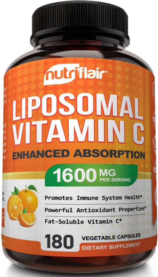 Vitamina C Liposomal NutriFlair 1600 mg, 180 cápsulas - Alta absorción