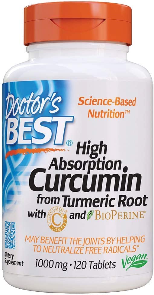 Doctor's Best Curcumina de raíz de cúrcuma con complejo C3 y bioperina, apoyo para las articulaciones, 120 tabletas