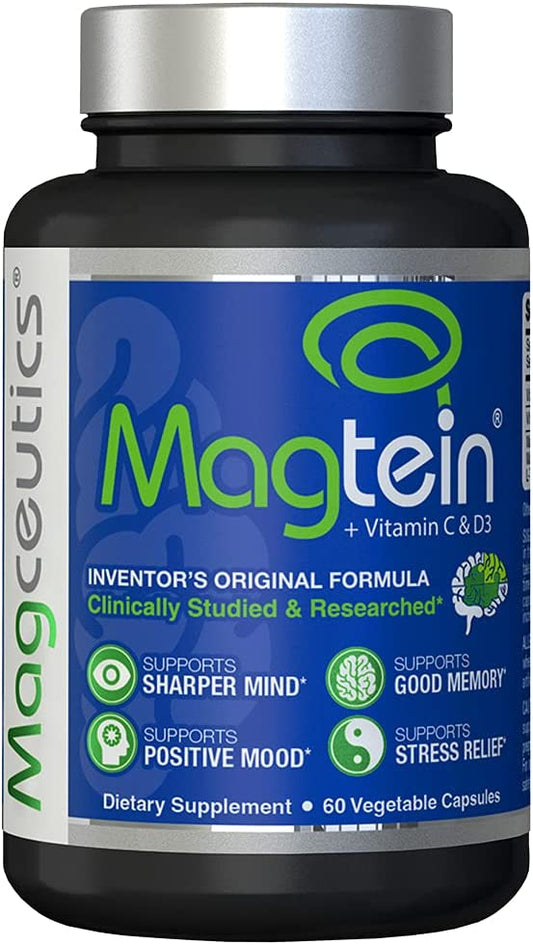 Treonato de Magnesio Patentado Original Magtein Suministro de 30 días, 60  Cápsulas