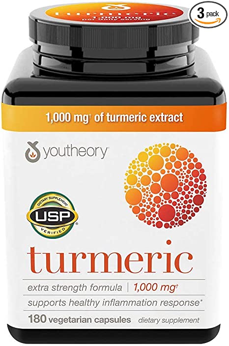 Youtheory Cápsulas de fórmula extra fuerte de turmeric de 1000 mg por día, 180 unidades