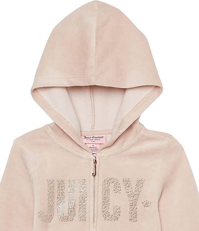 Juicy Couture Conjunto de 3 piezas con capucha para niñas Rosa susurrante