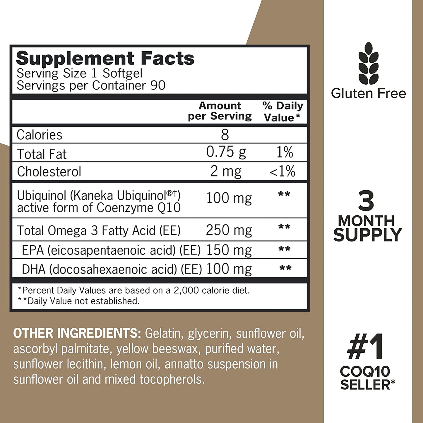 Ubiquinol 200 mg + Omega-3 250 mg Qunol Plus - 90 Capsulas Blandas