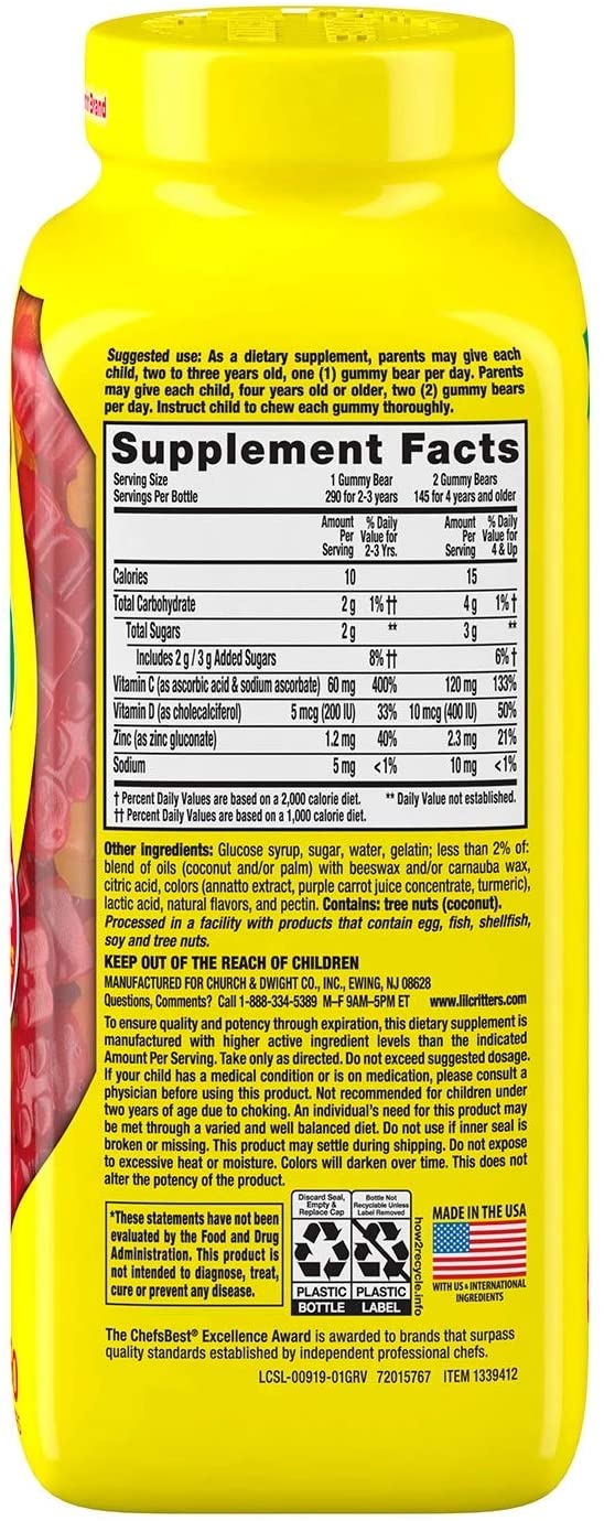 LIL CRITTERS VITAMIN C 290 GUMMIES